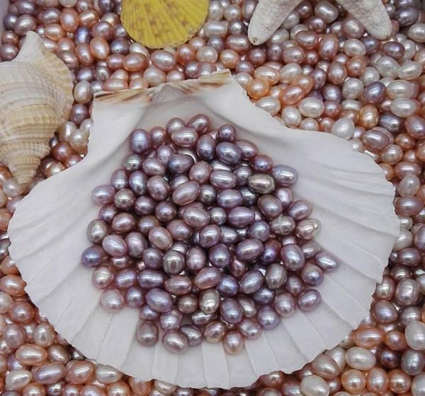 

natural freshwater pearls oyster no hole 67mm bright riceshaped loose pearls real pearl different color fashion jewelry wholesal5788813, White