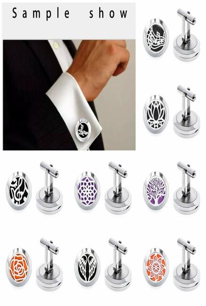 

1pair lotus flower wings 20mm stainless steel shirt cufflink essential oil aromatherapy cuff link perfume diffuser cuff button 10p6548748, Silver