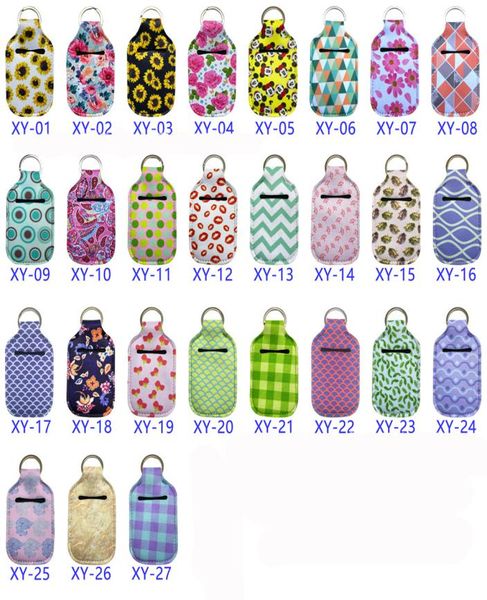 

159 styles hand sanitizer bottle holder 30ml travel size portable neoprene cover with keychain printing hand soap bottle bag z14314505995, Red;brown