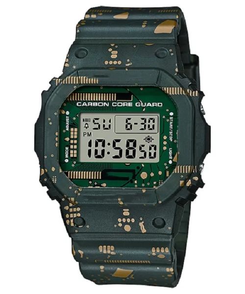

original shock watch 5600 digital quartz watch square led waterproof dial oak series full featured, Slivery;brown