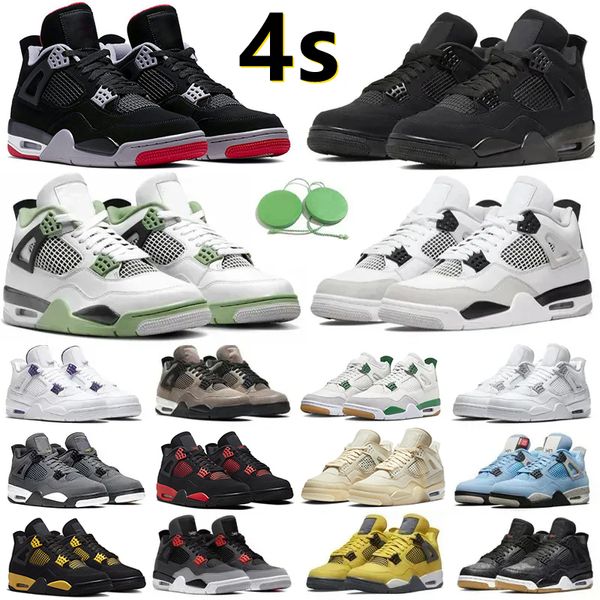 

jumpman 4 4s men basketball shoes black cat thunder bred seafoam military canvas red violet cacao wow white oreo midnight navy sail women tr