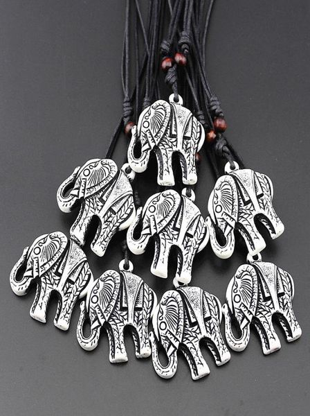 

jewelry whole 12pcslot imitation yak bone carved tibetan lucky white elephant pendant necklace amulet for men women039s gi9399029, Black