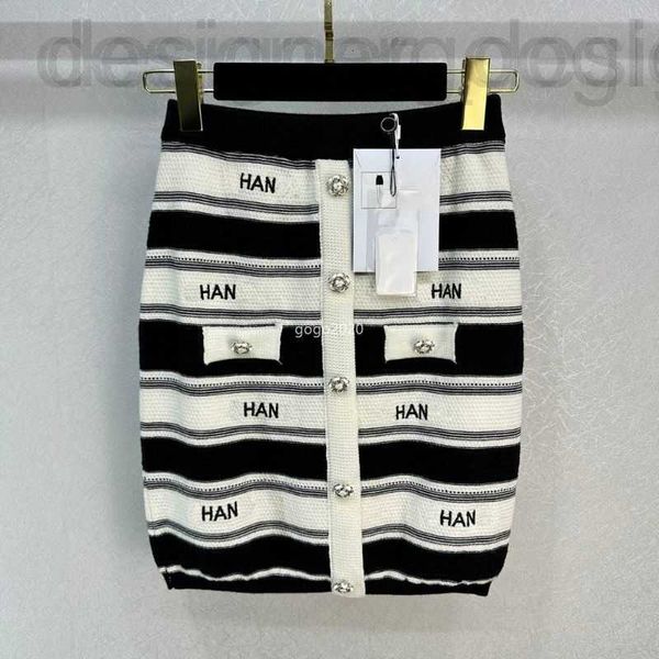 

skirts designer designer 23ss fw women with letter embroidery mini skirt girls female knits vintage milan runway brand high end custom strip, Black