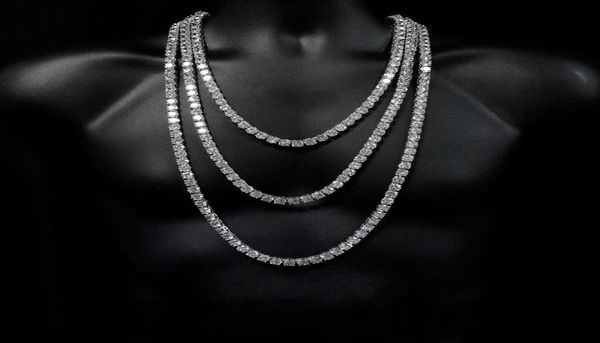 

new hip hop tennis chain necklace for men jewelry gold silver iced out chain tennis necklace a029149127, Black