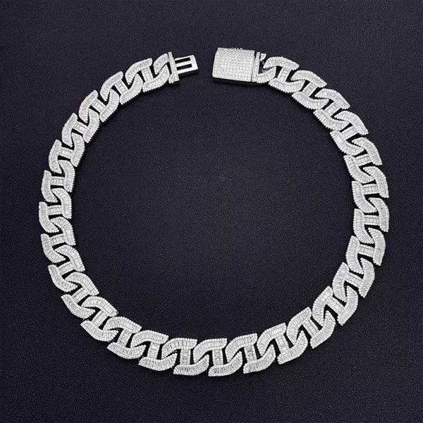 

17mm t square zircon cuban necklace miami cuban necklace copper micro-inlaid 5a zircon necklace, Silver