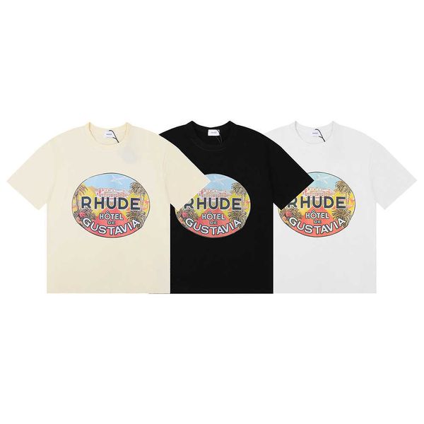 

men's t-shirts 23 american niche trendy rhude hip-hop men and women loose fitting casual short sleeved t-shirt, White;black