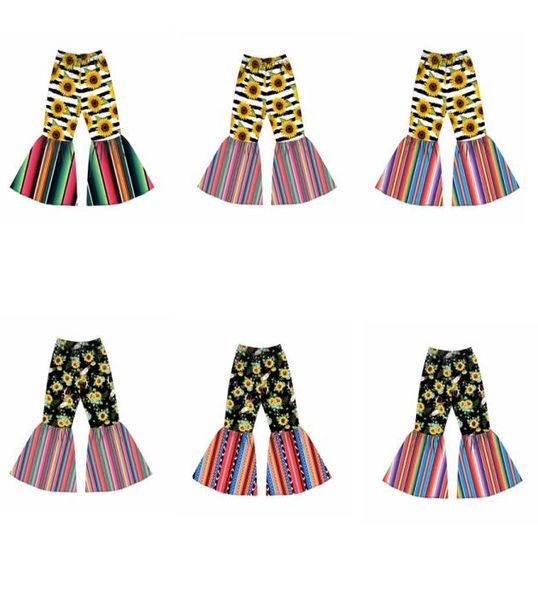 

6styles girl flared pants kids printed bell-bottom trousers baby elastic belt trousers toddler floral casual pants gga34151072575, Blue