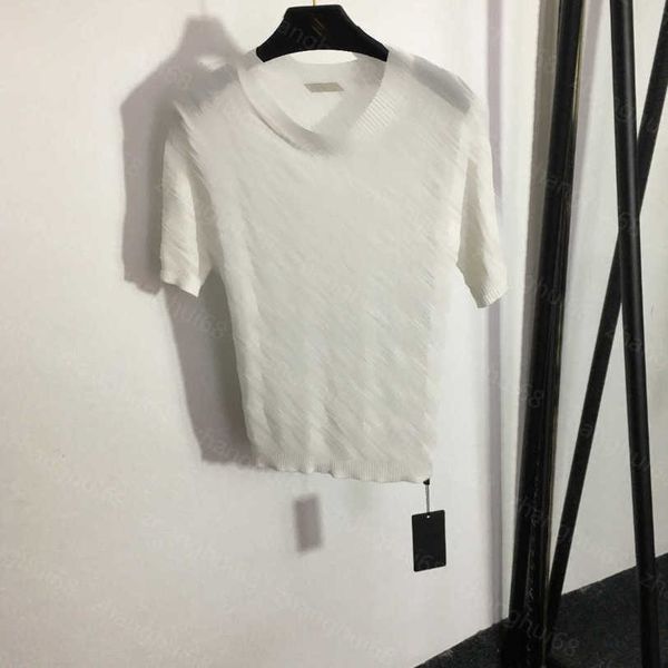 

23ss womens knits womens designer clothing presbytery logo jacquard letters slim short sleeve sweater womens clothes a1, White