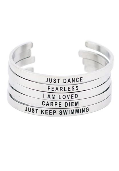 

stainless steel bangle engraved positive inspirational quote cuff bracelet bangle silver mantra bangle for women gift3346912, Black