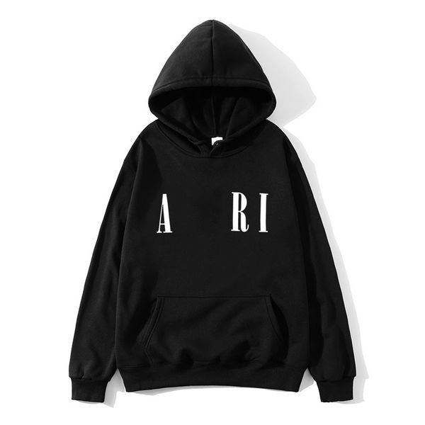 

letter printed hoodie men's and women's loose fashion brand fleece sweater, Black