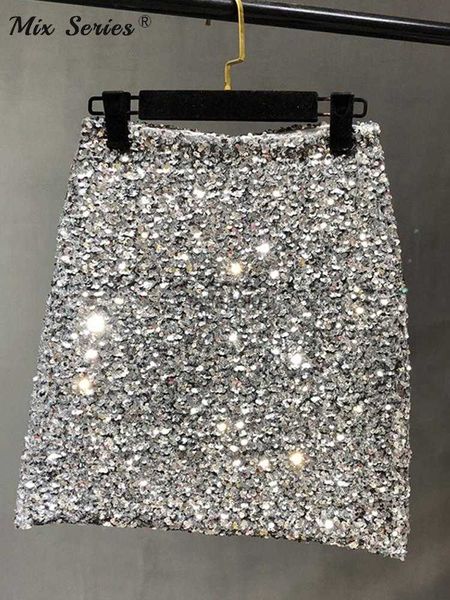 

women sequin mini skirt autumn winter female elegant glitter shiny night club short skirts women'sslim fit sheath hip bottoms l230621, Black