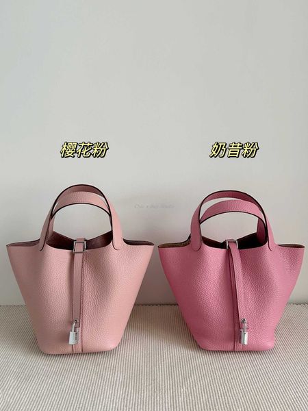 

wholesale designer h ormes totes handbags chic vegetable basket cherry blossom powder milk shake genuine leather layer tc cowhide high grade