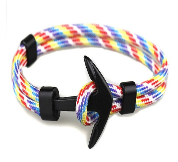 

2018 10 colorsalloy anchor bracelet polyester rope bracelet for womenmen friendship bracelets 681813, Golden;silver