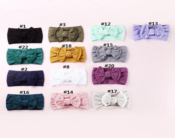 

baby nylon soft headband girl solid hairband with fringe bow kids tulband hair accessories 27colors choose7949821, Slivery;white