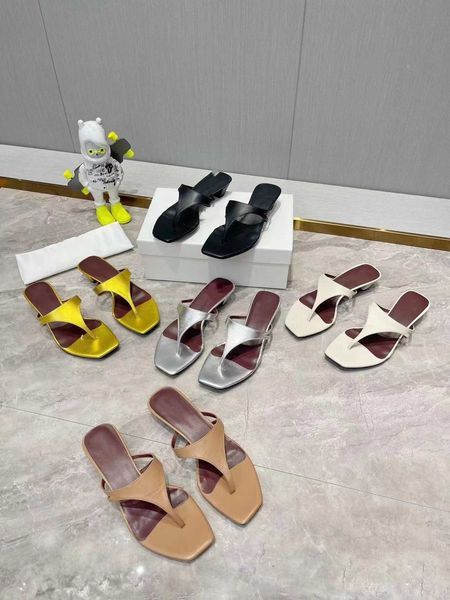 

the row the * row clip toe flip-flops 2023 summer new sheepskin flat slippers minimalist wear fashion sandals women, Black