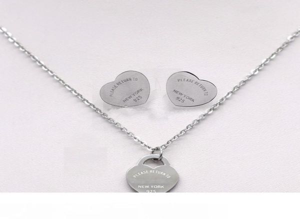 

silver titanium stainless steel letter love heart t earrings necklace jewelry set for women wedding jewelry5318270