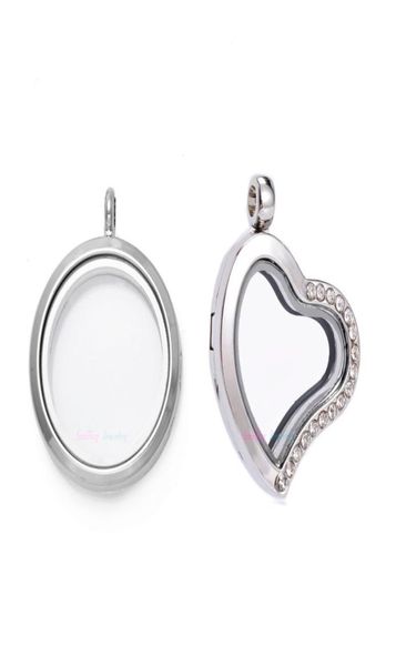 

1pc diy living memory floating charms glass diffuser necklace lockets heart magnetic imitation crystal stainless steel pendants6363428, Silver