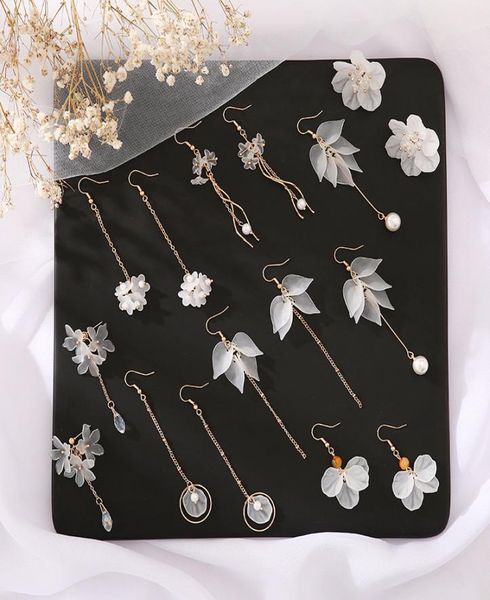 

new bohemian resin flower earrings for women fashion long chain tassel dangle drop earring female statement earring4033006, Silver