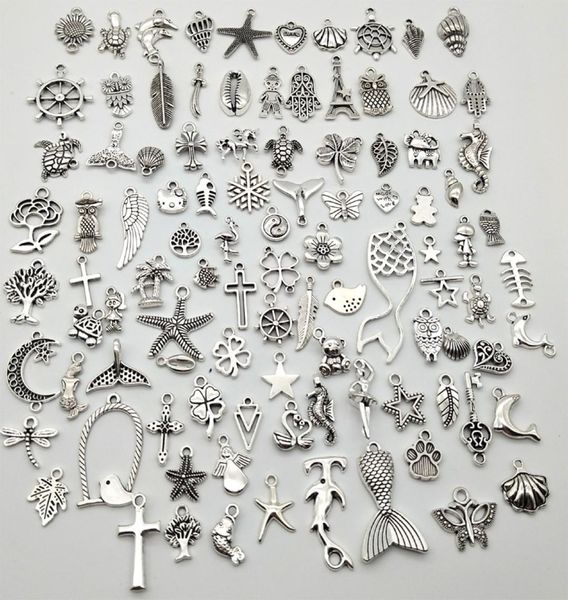 

vintage antique silver alloy mini alloy pendant diy jewelry making charms9624797, Black