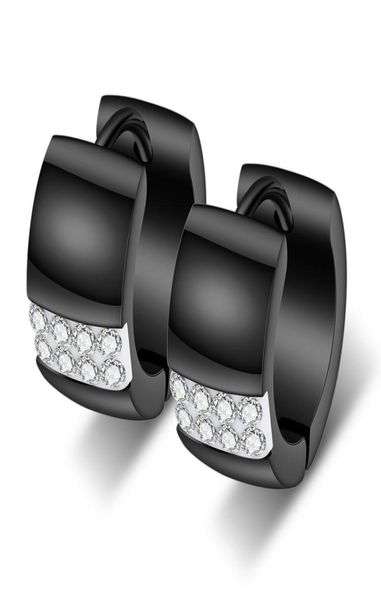 

luxury brief gold plated titanium steel circle earrings fashion men women glaring zircon earrings jewelry high grade hoop huggie e1737378, Golden;silver