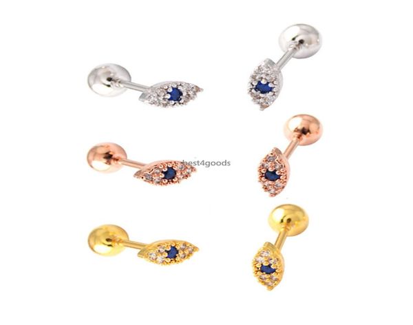 

minimal cute evil eye stud earring for girl women 925 sterling silver sweet design tiny small stud eye paved white blue cz5789795, Golden;silver