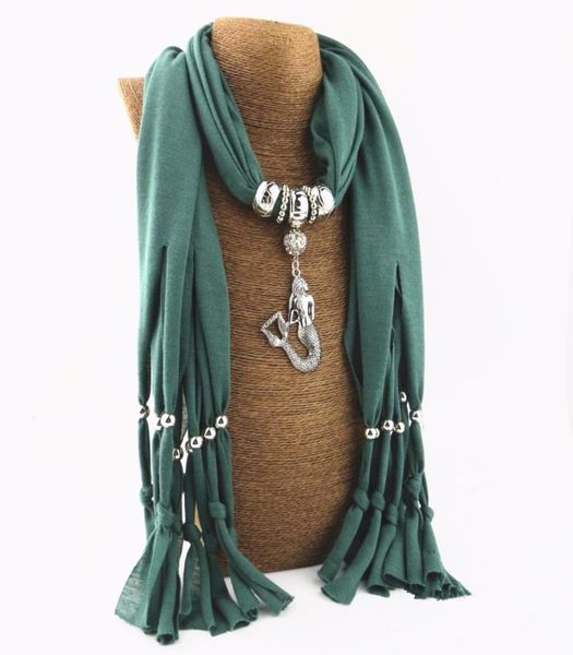 

kmvexo 2017 new arrival charms bohemian vintage mermaid pendant necklaces scarf statement jewelry scarves necklace women bijoux8806896, Silver