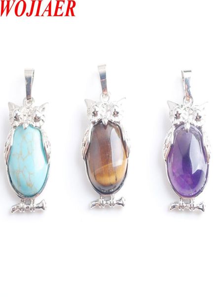 

wojiaer eagle animal pendants girl chakra reiki natural lapis lazuli oval convex gem stone beads women necklaces jewelry bm9009864720, Silver