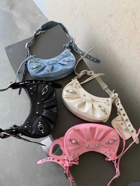 

le luxury motorcycle cagole tote bag half moon designer mens women's with coin purse mirror pochette embossed handbags punk crossbody h