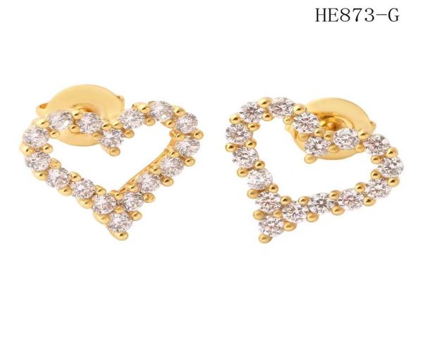 

micro inlay hollow out diamond earrings simple fashion earrings stainless steel jewelry women heart earrings whole no allergy 2357128, Golden