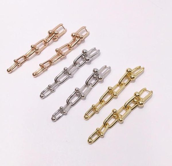 

titanium steel fashion jewelry women t earrings t letter section six circle women earrings u long paragraph earrings love jewelry 6682349, Golden;silver