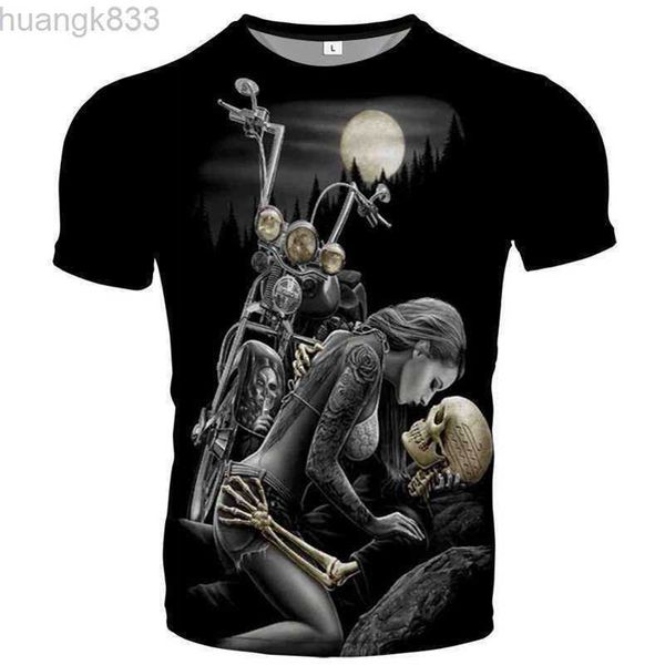 

skull band printed short sleeve 3d printing, White;black