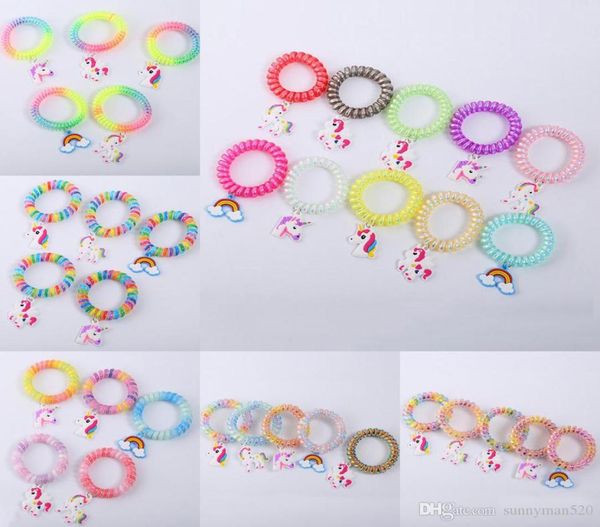 

new fashion multicolor unicorn plastic bracelet pvc charm wristband home party jewelry different styles decoration 3800104, Golden;silver