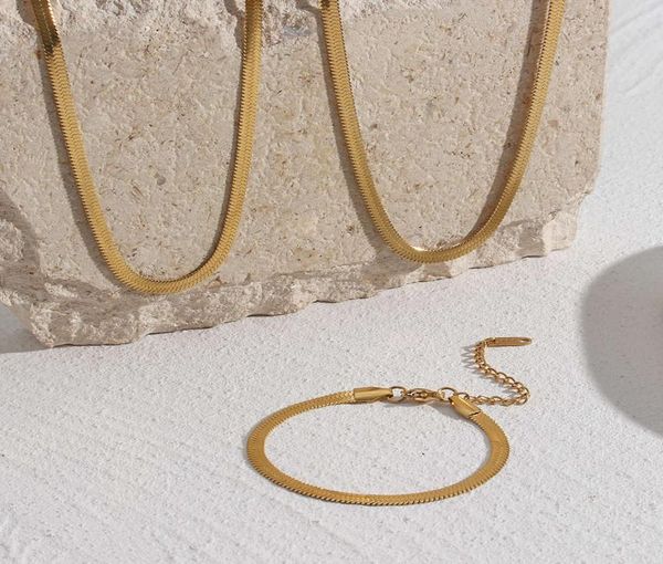 

tarnish 18k gold pvd plated jewelry stainls steel herryingbone chain necklace8588903, Silver