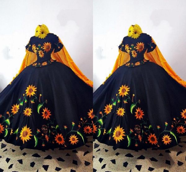 

2023 fashinable mexcian quinceanera dresses embroidered off shoulder bow charro sweet 15 dress party formal gowns theme vinatge1569836, Blue;red