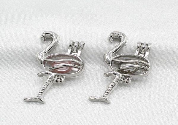 

10pcs silver plated flamingo bird cage hollow diffuser cage lockets pendant fragrance essential oil necklace jewelry making9161000