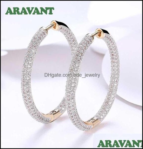 

hoop hie earrings jewelry 925 sier 34mm 18k gold circle for women fashion wedding 220119 drop delivery 2021 498ec2448512, Golden;silver