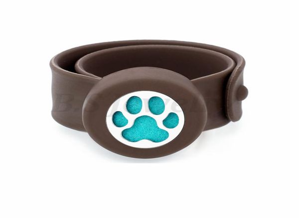 

big paw footprint kids adjustable 25mm mosquito repellent bangle essential oil diffuser bracelet children men women silicone brace9065185, Silver