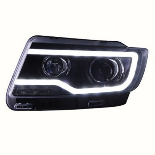 

car led headlight for jeep compass 20 11-20 15 front lamp daytime running drl high beam xenon lens assembly