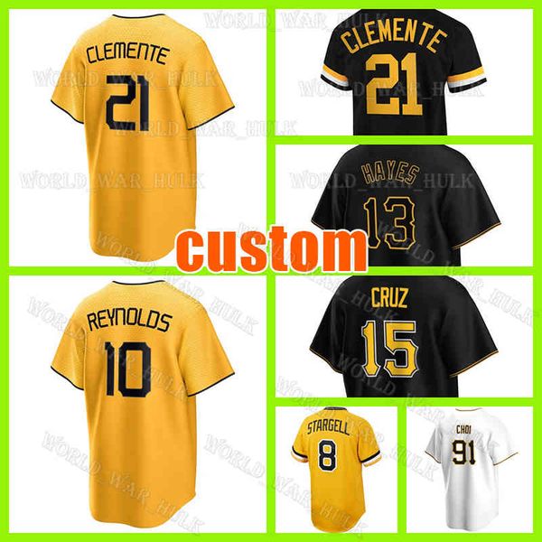 

roberto clemente baseball jerseys andrew oneil cruz mccutchen willie stargell bryan reynolds pittsburghs ji man choi ke'bryan hayes pir, Blue;black