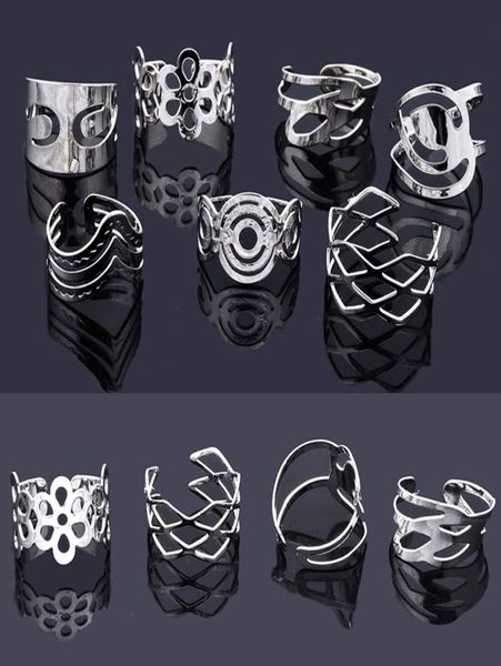 

50pcs mix style vintage alloy gypsy adjustable finger tattoo rings toe ring lots for women men whole jewelry6130168, Golden;silver