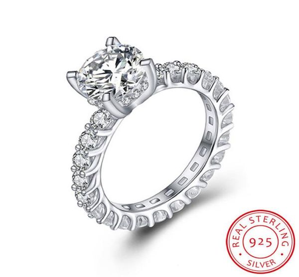 

20ct 8mm classic created moissanite wedding engagement rings for women 100 real 925 sterling silver ring new fashion jewelry xr38273814, Slivery;golden