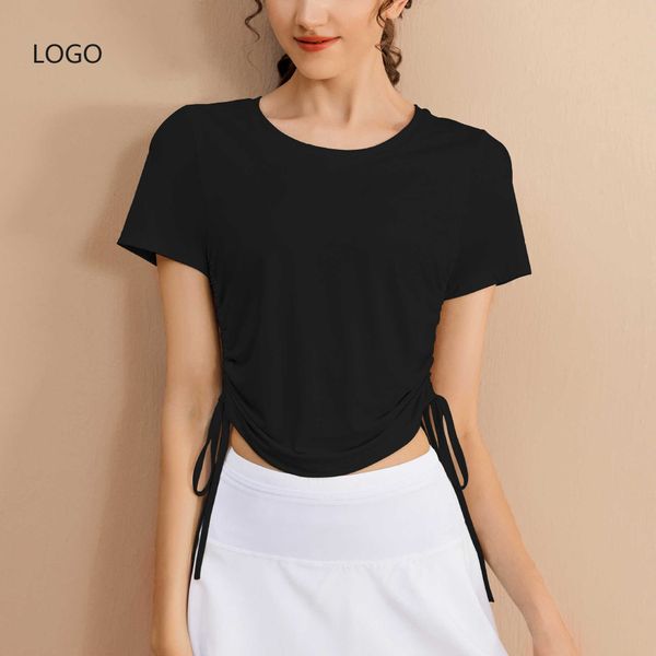 

women's wear lu sports t-shirt yoga women with standard speed dry draw rope slimming running fitness clothing