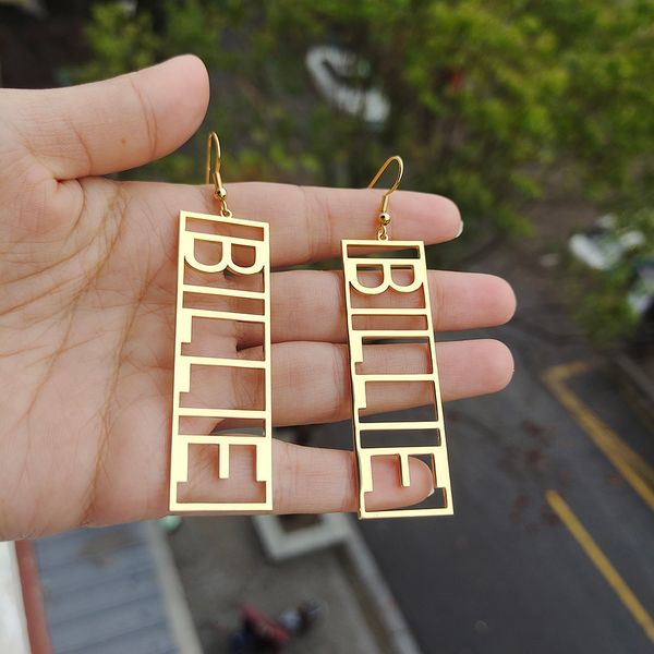 

hoop huggie 50mm-100mm custom name earrings customize name earrings personality big brand earring rectangular earrings for women's jewe, Golden;silver