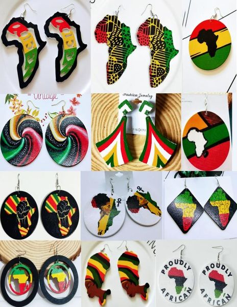 

30 styles rasta wooden red yellow green bob marley jamaica reggae rastafari africa womens earrings7846151, Silver