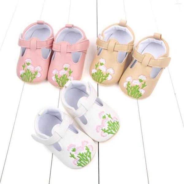 

first walkers infant girls' toddler shoes baby soft soled embroidered princess pu leather single indoor