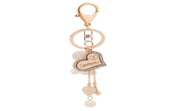 

heart love key rings jewelry rhinestone keychains chain fashion design bead ball pendant bag charms metal car keyring holder gifts3011628, Slivery;golden
