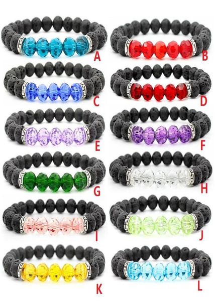 

black lava stone beads bracelet essential oil diffuser bracelets volcanic rock beaded hand strings spherical crystal charms2953200, Golden;silver