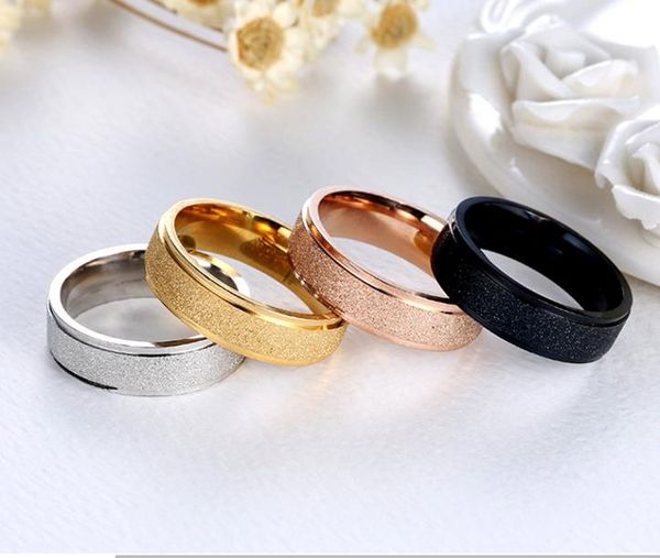 

frosted stainless steel dull polish ring silver gold band rings finger women men fashion jewelry will and sandy9922896