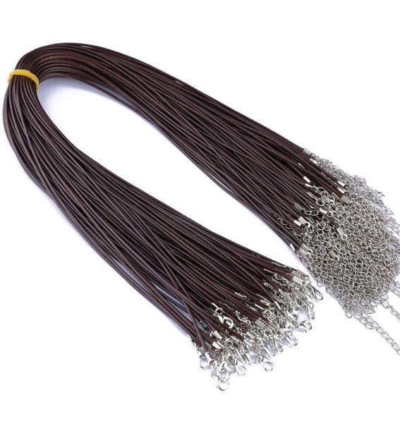 

10pcslot 15mm black brown colorful leather cord chains adjustable braided 45cm rope for diy necklace bracelet jewelry making fin7915869, Silver