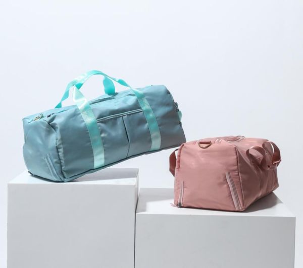 

street fashion,mens womens yoga sport backpack fitness bags large travel lu storage bag outdoor lu nylon fold dry wet separation 49cm1302631